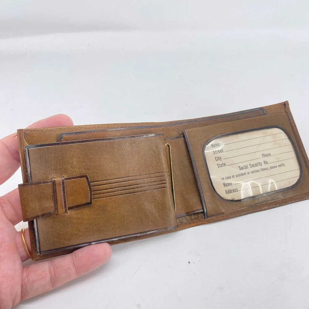 Vintage Leather Wallets Set of 2 Gotham Leather Goods Bifold Mexico Brown Black